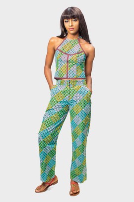 Halter Neck Ankara Crop Top and Matching Pants, African Print Halter Neck Top &amp; Pants