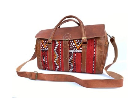 Handmade genuine leather travel bag with shoe compartment - Large weekend bag