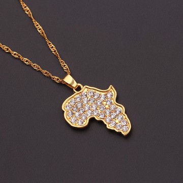Diamond african map necklace
