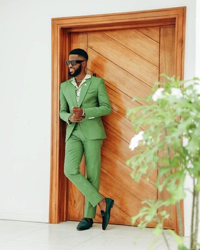 A Linen, Crocodile Green, Notch Lapel Suit &amp; Gurkha Pant Trousers.