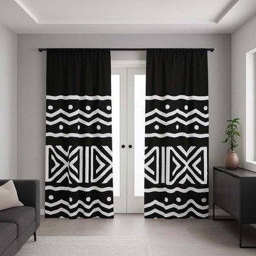Zigzag Black and White Striped Blackout Curtains Two-Piece) LARGER SIZES AVAILABLE