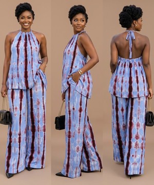 Ensemble asymétrique deux pièces à motifs