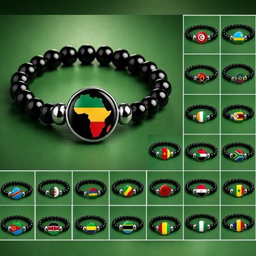 Bracelet en perles et drapeaux pays africains
