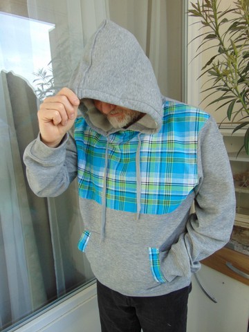Sweat-shirt -  UNISEXE Madras Bleu Turquoise taille XL