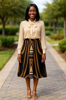 Tribal Print African Skirt | Midi Length Native Fashion