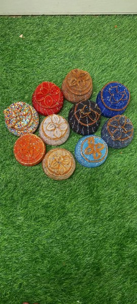 10 African Beaded Storage Basket – Handmade Decorative Trinket Box with Lid