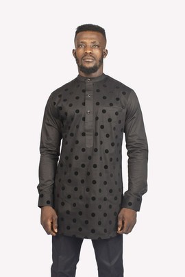 Black Dotted Dress Shirt, Mens Dress Shirt, Mens Clothing, Mens Wear
