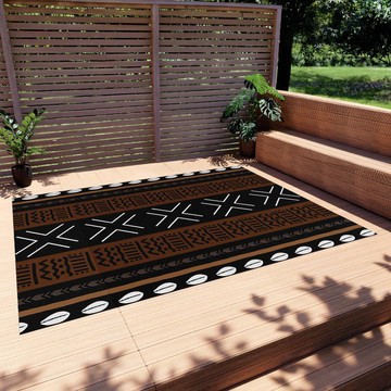 Mudcloth Colorful Outdoor Rug Cowrie Zigzag Carpet (LARGER SIZES AVAILABLE)
