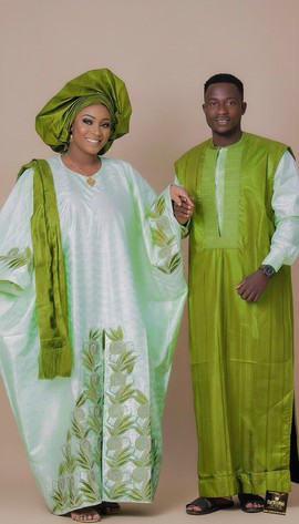 Ensemble couple Bazin deux pièces Kaftan et Boubou