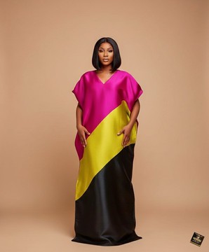 Orchid &amp; Citrine Color-Block Silk Boubou