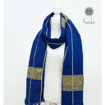 Turban, shawl, blue and yellow scarf