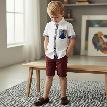 Chemise Garçon Wax MOUNGO SIGNATURE – Vêtement Enfant Fait Main(2-12 ans)