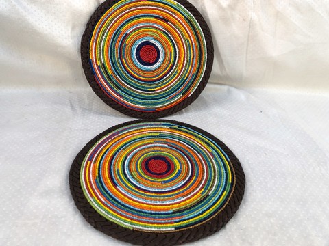 Un ensemble de 2 tapis muraux/décor perlé/tenture murale/décoration murale/décor à la maison/tapis de service à manger