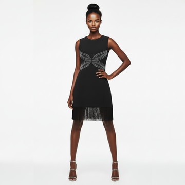 Robe en crêpe à franges Amal Noir Maison Aria - Collection SS21