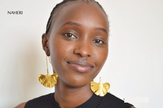 Ginkgo leaf gold earrings