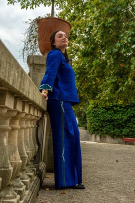 Pantalon Sama – Bleu Saphir Pagne Sénoufo (Côte d'Ivoire)