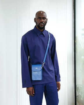 A Navy blue, layered front-covered shirt