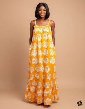 Mustard Yellow Spagetti Strap Maxi Gown