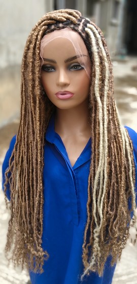 Distressed faux locs,Braids wig,wig for black women, full wig,faux locs,free shipping