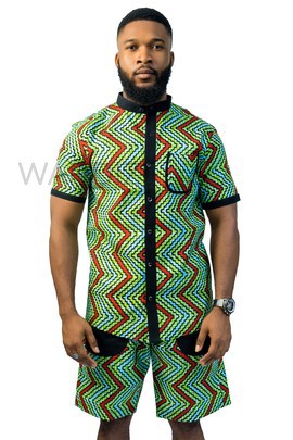 Green Ankara Shirt, African Men Clothing, African Mens Wear, Ankara Shirt