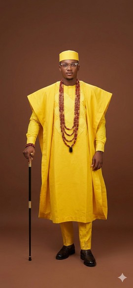 Vibrant Sunshine Yellow Agbada Ensemble