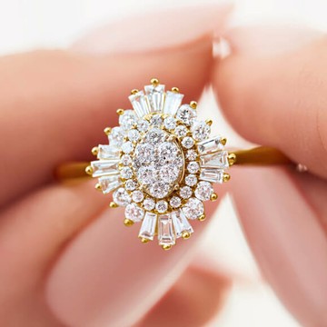 Emerald pearl ring/bridesmaid ring/fashion/18karat ring