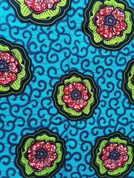 Tissus  African Wax 100 % coton 2 yards " famille "