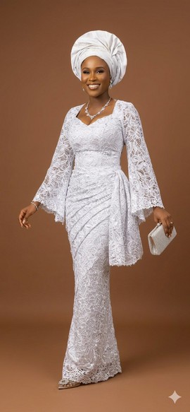 Ensemble de luxe en dentelle blanc immaculé
