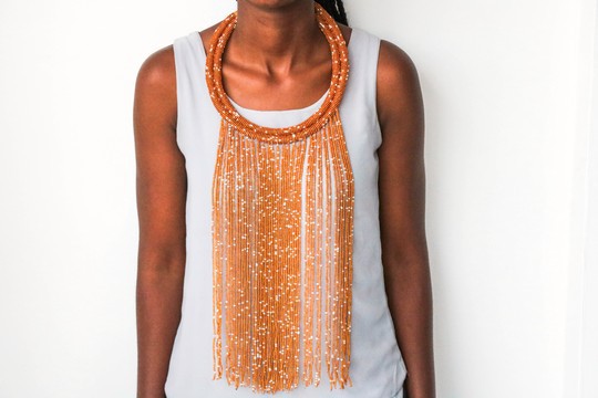 Collier de perles africaines, collier à franges, collier Maasai, collier zoulou