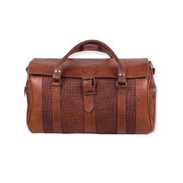 Handmade genuine leather travel bag with shoe compartment - Large weekend bag