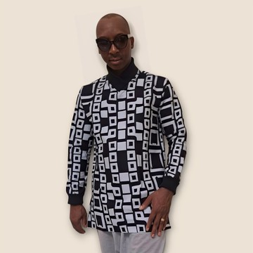 Black and White Mix Dress Shirt