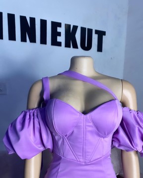 Robe longue corset lilas, robe de bal lilas
