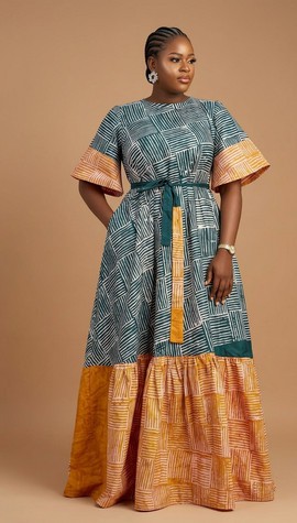 Kampela Batik Maxi Dress with Flutter Sleeves and Statement Belt|Garden parties|Brunch dates