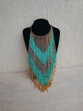 Collier de perles africain à franges, cadeau de Noël pour elle, bijoux africains, collier de perles tribal