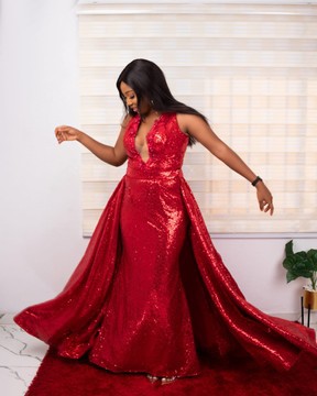 Robe de bal à sequins avec train amovible, robe de soirée rouge, robe de mariée femme africaine, robe de mariée
