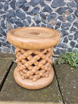 Natural Brown African Bamileke Stools