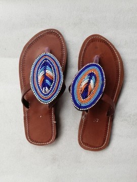 Masai Beaded sandals, African  sandals, Women Sandals, Leather sandals, Boho sandals, Beach sandals