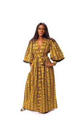 African Print Kimono Style Maxi Dress, African Wax Kimono Dress, Ankara Dress