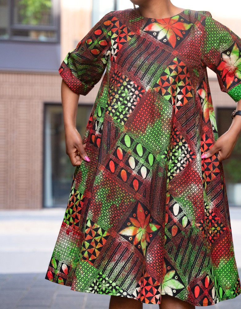 green emerald velvet dress Laviye African Print Midi Dress main image 0