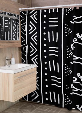 Cultural Unique Bath Mat White and Black Bathroom Rug (LARGER SIZES AVAILABLE)