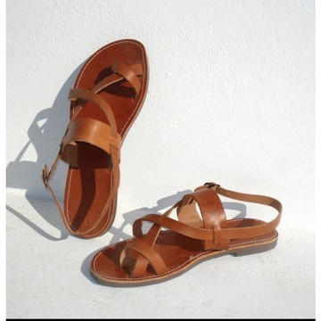 Sandale en cuir véritable haute qualité fait main mode femme