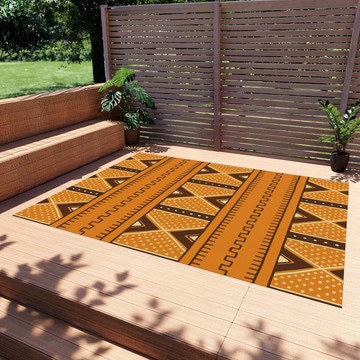 Elegant Colorful Outdoor Rug Mudcloth White and Gold Carpet (LARGER SIZES AVAILABLE)