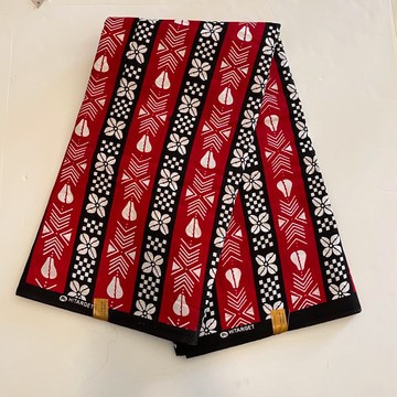 Red and Black Multicolor Tribal Print Design Cotton Fabric - By the Yard