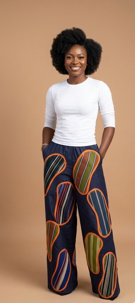 Women Aso-Oke Patchwork Palazzo Trousers