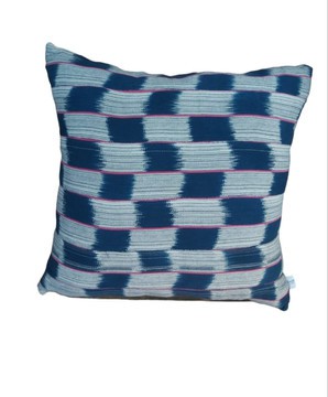 XL Navy Blue White and Purple Handwoven Baoulé Cloth Cushion Cover