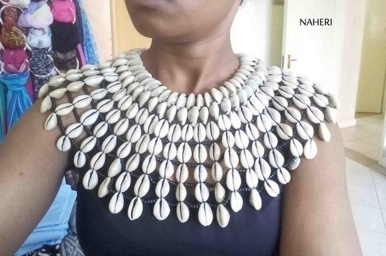 African Tribal Cowrie Shells Collar Necklace