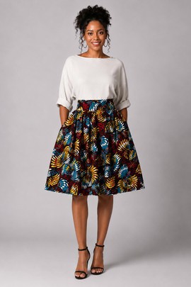 Mid-length wax print skirt