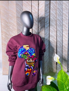 Unisex Sweatshirt with Mama Africa design (burgundy)