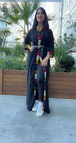 Fluid kimono Bogolan print