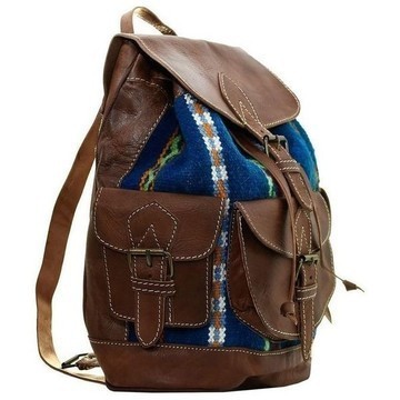 Grande Vente! Sac à dos cuir véritable artisanale avec Kilim rouge